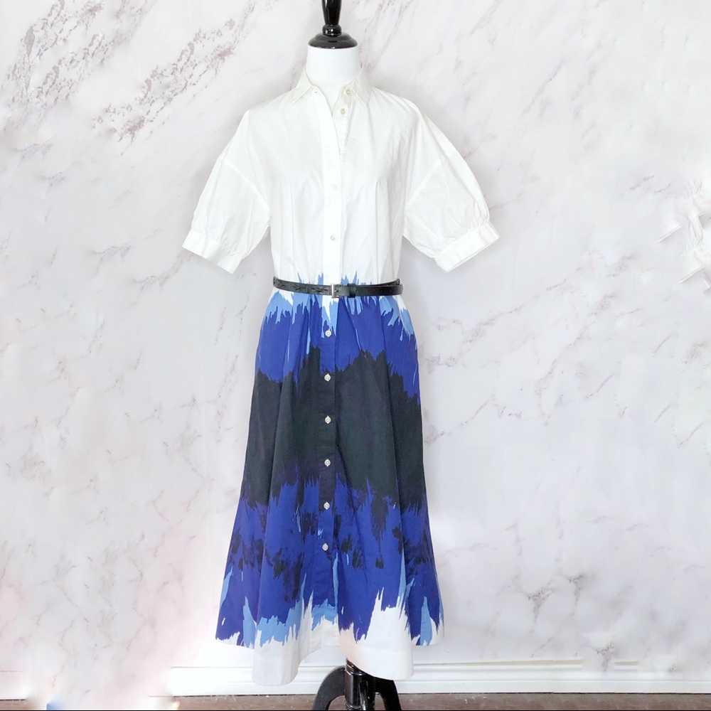 Kate Spade Madison Avenue Collection Abstract Watercolor Shirt Dress small